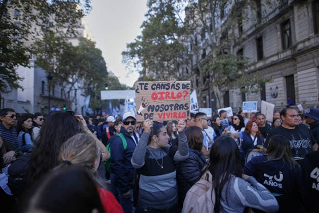 Nationwide march in defense of public university held in Buenos Aires BUENOS AIRES, ARGENTINA - MAY 12: Demonstrators carrying banners, flags, and signs demanding higher education funding and salary increases for professors and researchers march toward Plaza de Mayo during a nationwide demonstration, in Buenos Aires, Argentina, on May 12, 2026. Protesters demand the implementation of the University Funding Law, oppose budget cuts introduced by the government of Argentine President Javier Milei, and advocate for the protection of Argentina’s public university system amid the country’s economic crisis and austerity measures. Luciano Gonzalez Anadolu Buenos Aires Argentina. Editorial use only. Please get in touch for any other usage.  Copyright: x2026xAnadoluxLucianoxGonzalezx