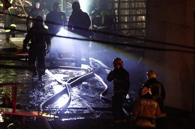 RUSSIA, MOSCOW - MAY 13, 2026: Firefighters battle a fire at the Izmailovo Kremlin. Sofya Sandurskaya TASS  92390066