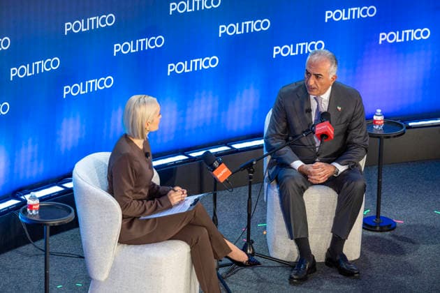 May 12, 2026, Washington, District Of Columbia, USA: IranÃ¢â‚¬â ¢s exiled Crown Prince Reza Pahlavi discussed the latest developments in the conflict with Iran and his vision for what comes next during his talk with Dashna Burns at the Politico Annual Security Summit on Tuesday, May 12, 2026, in Washington, D.C. He urged President Trump to Ã¢â‚¬oefinish the jobÃ¢â‚¬Â in Iran and told Burns that Trump should stop sending mixed messages about his intentions in the war, including his threat to Ã¢â‚¬oewipe outÃ¢â‚¬Â IranÃ¢â‚¬â ¢s civilization. Washington USA - ZUMAkh2_ 20260512_znp_kh2_008 Copyright: xAlixKhalighx
