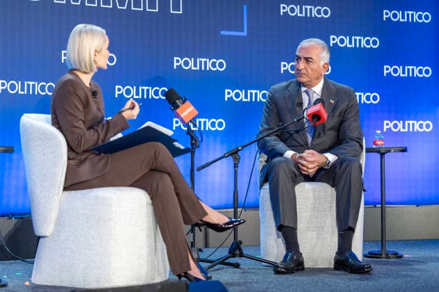 May 12, 2026, Washington, District Of Columbia, USA: IranÃ¢â‚¬â ¢s exiled Crown Prince Reza Pahlavi discussed the latest developments in the conflict with Iran and his vision for what comes next during his talk with Dashna Burns at the Politico Annual Security Summit on Tuesday, May 12, 2026, in Washington, D.C. He urged President Trump to Ã¢â‚¬oefinish the jobÃ¢â‚¬Â in Iran and told Burns that Trump should stop sending mixed messages about his intentions in the war, including his threat to Ã¢â‚¬oewipe outÃ¢â‚¬Â IranÃ¢â‚¬â ¢s civilization. Washington USA - ZUMAkh2_ 20260512_znp_kh2_017 Copyright: xAlixKhalighx