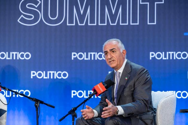 May 12, 2026, Washington, District Of Columbia, USA: IranÃ¢â‚¬â ¢s exiled Crown Prince Reza Pahlavi discussed the latest developments in the conflict with Iran and his vision for what comes next during his talk with Dashna Burns at the Politico Annual Security Summit on Tuesday, May 12, 2026, in Washington, D.C. He urged President Trump to Ã¢â‚¬oefinish the jobÃ¢â‚¬Â in Iran and told Burns that Trump should stop sending mixed messages about his intentions in the war, including his threat to Ã¢â‚¬oewipe outÃ¢â‚¬Â IranÃ¢â‚¬â ¢s civilization. Washington USA - ZUMAkh2_ 20260512_znp_kh2_020 Copyright: xAlixKhalighx