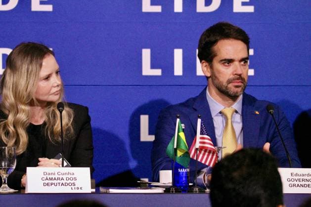 RECORD DATE NOT STATED 15th LIDE Brazil Investment Forum 2026-New York. (NEW)15th LIDE Brazil Investment Forum 2026 -New York . May 12, 2026, New York, USA: Federal Deputy Dani Cunha and Eduardo Leite, Governor of Rio Grande do Sul-Brazil during the 15th LIDE Brazil Investment Forum 2026 taking place at Harvard Club in Manhattan, New York Credit: Niyi Fote Thenews2(Foto: Niyi Fote Thenews2 imago images) 15th LIDE Brazil Investment Forum 2026-New York.  Copyright: xNiyixFotex