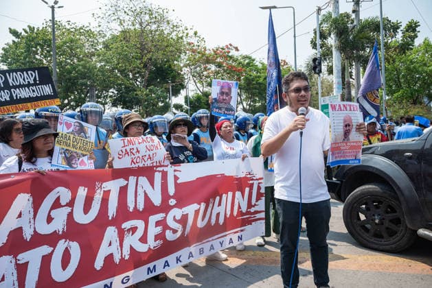 May 13, 2026, Pasay, Metro Manila, Philippines: Dr. David San Juan delivers a speech condemning the senator for his avoidance of the ICC arrest. Pasay Philippines - ZUMAy102 20260513_zip_y102_009 Copyright: xKenosisxYapx