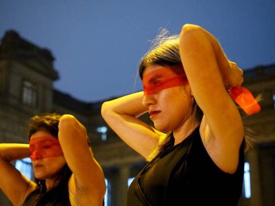 May 12, 2026, Lima, Lima, Peru: Women dressed in black, carrying a scale, and representing justice demonstrating when a group of activists protest in front of the judiciary the serious threat to women s rights posed by recent congressional bills that seek to eliminate in Peru the crime of femicide and also threatens female victims who report violence. Lima Peru - ZUMAg240 20260512_zip_g240_017 Copyright: xCarlosxGarciaxGranthonx