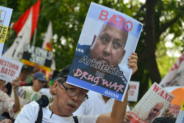 May 13, 2026, Pasay City, Ncr, Philippines: Morning before the Senate session, groups from Bagong Alyansang Makabayan condemns the Senate s decision to shield War on Drugs perpetrator Ronald Bato dela Rosa from an International Criminal Court arrest warrant, in front of the Senate of the Philippines in Pasay City on May 13, 2025.....The groups staged a protest demanding the Senate proceed forthwith with Vice President Sara Duterte s impeachment. Pasay City Philippines - ZUMAm340 20260513_zip_m340_007 Copyright: xZedrichxXylakxMadridx