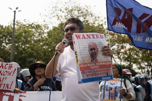 May 13, 2026, Pasay City, Ncr, Philippines: Morning before the Senate session, groups from Bagong Alyansang Makabayan condemns the Senate s decision to shield War on Drugs perpetrator Ronald Bato dela Rosa from an International Criminal Court arrest warrant, in front of the Senate of the Philippines in Pasay City on May 13, 2025.....The groups staged a protest demanding the Senate proceed forthwith with Vice President Sara Duterte s impeachment. Pasay City Philippines - ZUMAm340 20260513_zip_m340_009 Copyright: xZedrichxXylakxMadridx