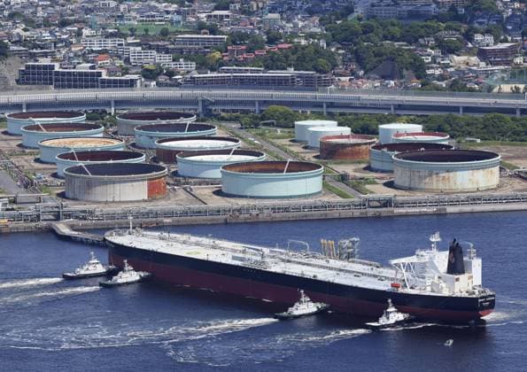 Tanker with Azerbaijani crude oil arrives in Japan Photo taken from a Kyodo News helicopter shows a tanker carrying crude oil from Azerbaijan following its arrival at the Negishi refinery in Yokohama, near Tokyo, on May 12, 2026, as Japan seeks to diversify procurement sources after the Middle East conflict raised concerns over the stability of oil supplies.  A14AA0005548349P