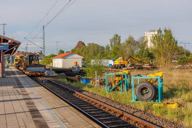 13 05 2026 Renovation work on the rails in and around the station in Pasewalk Pasewalk Mecklenburg-Vorpommern Germany