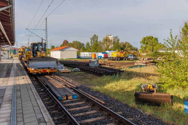 13 05 2026 Renovation work on the rails in and around the station in Pasewalk Pasewalk Mecklenburg-Vorpommern Germany