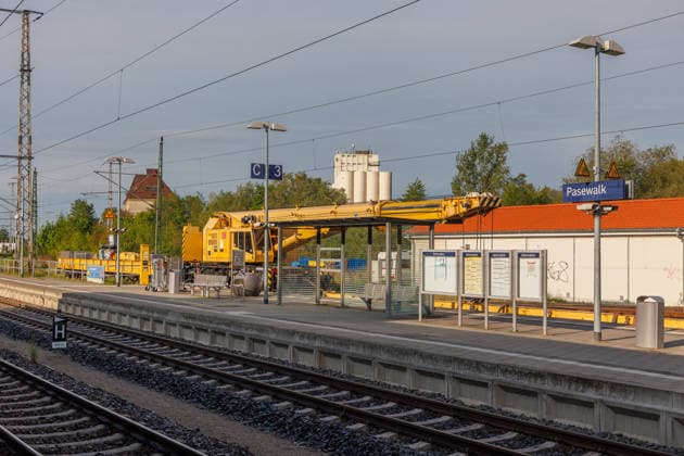 13 05 2026 Renovation work on the rails in and around the station in Pasewalk Pasewalk Mecklenburg-Vorpommern Germany