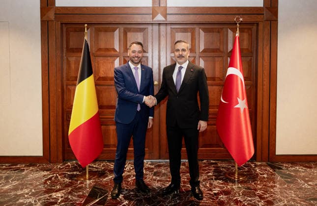 Hakan Fidan - Maxime Prevot meeting in Ankara ANKARA, TURKIYE - MAY 13: Turkish Foreign Minister Hakan Fidan meets with Belgian Deputy Prime Minister and Minister of Foreign Affairs, European Affairs and Development Cooperation Maxime Prevot as part of the Belgian Economic Mission visit in Ankara, Turkiye on May 13, 2026. Murat Gok Anadolu Ankara Turkey. Editorial use only. Please get in touch for any other usage.  Copyright: x2026xAnadoluxMuratxGokx