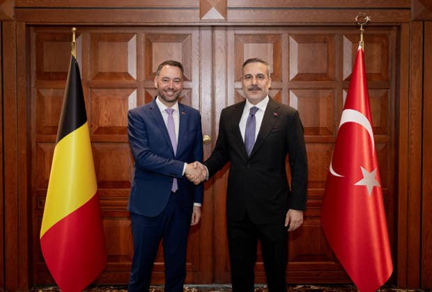 Hakan Fidan - Maxime Prevot meeting in Ankara ANKARA, TURKIYE - MAY 13: Turkish Foreign Minister Hakan Fidan meets with Belgian Deputy Prime Minister and Minister of Foreign Affairs, European Affairs and Development Cooperation Maxime Prevot as part of the Belgian Economic Mission visit in Ankara, Turkiye on May 13, 2026. Murat Gok Anadolu Ankara Turkey. Editorial use only. Please get in touch for any other usage.  Copyright: x2026xAnadoluxMuratxGokx