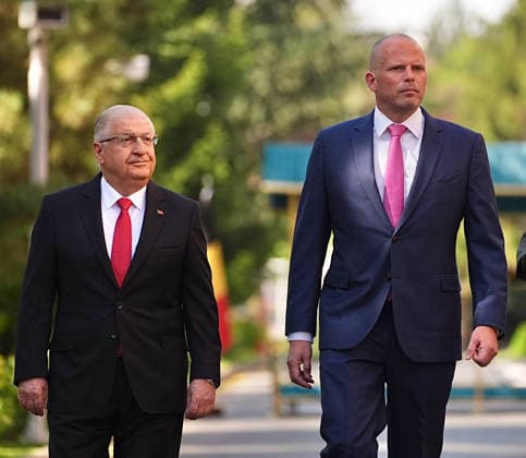 Yasar Guler-Theo Francken meeting in Ankara ANKARA, TURKIYE - MAY 13: Turkish National Defense Minister Yasar Guler welcomes Belgian Defense Minister Theo Francken with an official ceremony at the Defense Ministry building in Ankara, Turkiye on May 13, 2026. Metin Aktas Anadolu Ankara Turkey. Editorial use only. Please get in touch for any other usage.  Copyright: x2026xAnadoluxMetinxAktasx