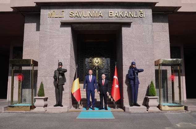 Yasar Guler-Theo Francken meeting in Ankara ANKARA, TURKIYE - MAY 13: Turkish National Defense Minister Yasar Guler welcomes Belgian Defense Minister Theo Francken with an official ceremony at the Defense Ministry building in Ankara, Turkiye on May 13, 2026. Metin Aktas Anadolu Ankara Turkey. Editorial use only. Please get in touch for any other usage.  Copyright: x2026xAnadoluxMetinxAktasx