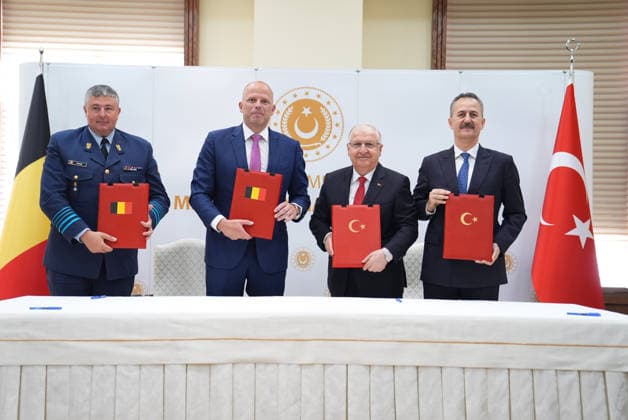 Yasar Guler-Theo Francken meeting in Ankara ANKARA, TURKIYE - MAY 13: Turkish National Defense Minister Yasar Guler and Belgian Defense Minister Theo Francken sign a Letter of Intent between Ministry of National Defense and Belgian Ministry of Defense at the Defense Ministry building in Ankara, Turkiye on May 13, 2026. Turkish President of the Secretariat of Defense Industries, Haluk Gorgun (R), and the National Armaments Director of the Belgian Ministry of Defense, Lieutenant General Bernard Phaleg also attended the signing ceremony. Metin Aktas Anadolu Ankara Turkey. Editorial use only. Please get in touch for any other usage.  Copyright: x2026xAnadoluxMetinxAktasx