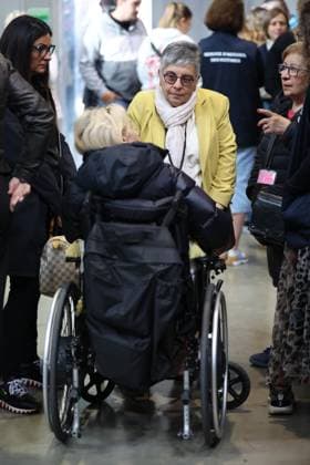 Victim Crocefissa Fifa Ricotta talking with other victim at the trial of P. and A. Falzone, at the Court of Appeal of Mons, on Wednesday 13 May 2026. The trial of the two men concerns the 2022 tragedy in Strepy-Bracquegnies, where a car plowed into a carnival parade around 5:00. Six people died at the scene, and a seventh months later in the hospital. P. Falzone is charged with seven murder and 81 attempted murder. A. Falzone with failure to render aid to a person in danger. Today the court continues to hear the victims.  VIRGINIExLEFOUR 173674966