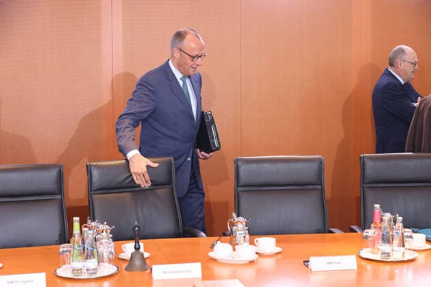 Federal Cabinet and Federal Chancellor Merz 13 05 2026, Germany, Berlin, Federal Chancellery, 44 Federal Cabinet, Federal Chancellor Friedrich Merz , Federal Minister of Finance Lars Klingbeil and Federal Minister of the Interior Alexander Dobrindt Berlin Berlin Germany