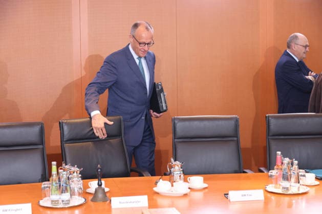 Federal Cabinet and Federal Chancellor Merz 13 05 2026, Germany, Berlin, Federal Chancellery, 44 Federal Cabinet, Federal Chancellor Friedrich Merz , Federal Minister of Finance Lars Klingbeil and Federal Minister of the Interior Alexander Dobrindt Berlin Berlin Germany