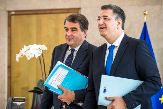 May 13, 2026: Raffaele Fitto , Executive Vice-President of the European Commission for Cohesion and Reforms and Apostolos Tzitzikostas , EU Commissioner for Sustainable Transport and Tourism arrive for the weekly meeting of the College of Commissioners at the European Commission headquarters in Brussels, Belgium, 13.05.2026. The College is expected to discuss the future of EU cohesion policy, possible restructuring of the European Commissions regional policy department DG REGIO and broader plans to redirect EU spending toward competitiveness and defence priorities. . - ZUMAw80_ 20260513_faf_w80_010 Copyright: xWiktorxDabkowskix