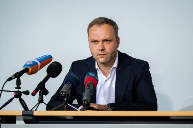 STATE PRESS CONFERENCE THURINGIA 13 05 2026 Erfurt The deputy leader of the AfD parliamentary group in the Thuringian state parliament, Daniel Haseloff AfD , at the state press conference in Thuringia on May 13, 2026
