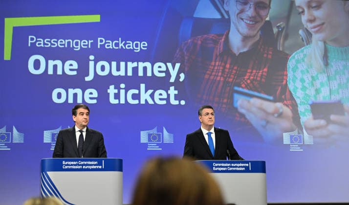 EU Commissioners Fitto and Tzitzikostas hold joint press conference BRUSSELS, BELGIUM - MAY 13: European Commission Vice-President for Cohesion and Reforms Raffaele Fitto (L) and European Commissioner for Sustainable Transport and Tourism Apostolos Tzitzikostas (R) hold a joint press conference in Brussels, Belgium, on May 13, 2026. Dursun Aydemir Anadolu Brussels Belgium. Editorial use only. Please get in touch for any other usage.  Copyright: x2026xAnadoluxDursunxAydemirx