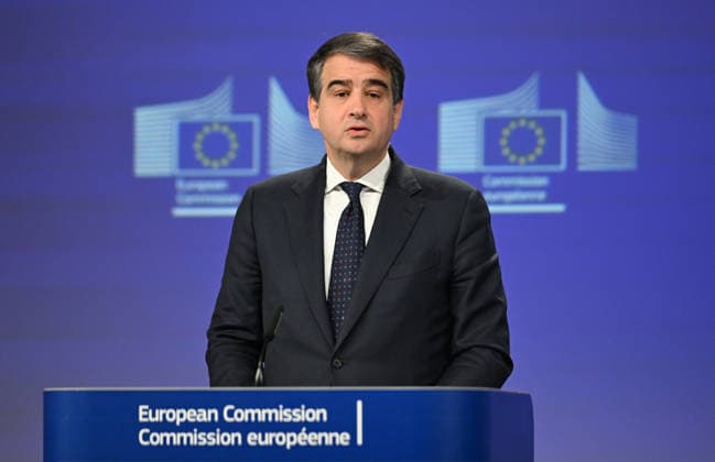 EU Commissioners Fitto and Tzitzikostas hold joint press conference BRUSSELS, BELGIUM - MAY 13: European Commission Vice-President for Cohesion and Reforms Raffaele Fitto and European Commissioner for Sustainable Transport and Tourism Apostolos Tzitzikostas (not seen) hold a joint press conference in Brussels, Belgium, on May 13, 2026. Dursun Aydemir Anadolu Brussels Belgium. Editorial use only. Please get in touch for any other usage.  Copyright: x2026xAnadoluxDursunxAydemirx