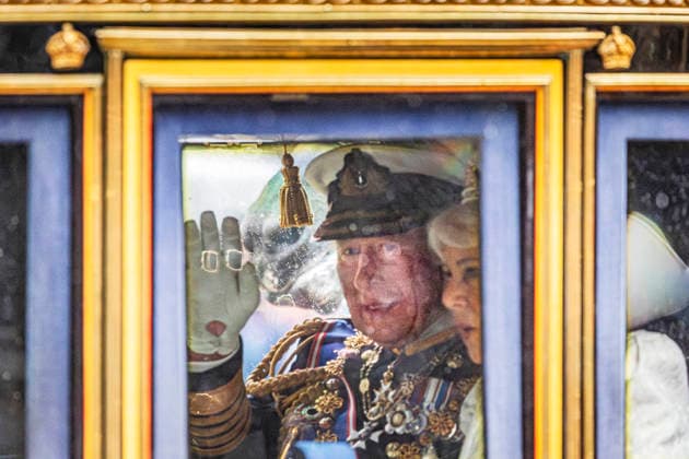 May 13, 2026, London, London, UK: London, UK. King Charles III and Queen Camilla ride The Irish State Coach on Whitehall in Westminster after the State Opening of Parliament. Today marks the formal start of the parliamentary year and sets out the government s agenda for the 2026-27 session, outlining proposed policies and legislation. London UK  - ZUMAl94_ 20260513_zaf_l94_015 Copyright: xMarcinxNowakx