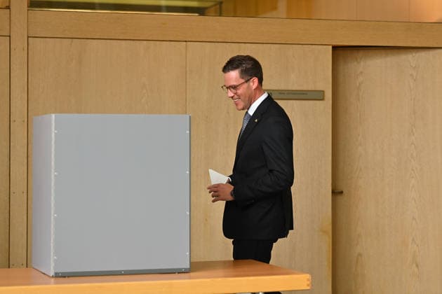 Manuel HAGEL CDU,Minister of the Interior BW , on the way to the ballot box,Voting in the state premier election in Baden Wuerttemberg on 13 05 2026 in the state parliament in Stuttgart