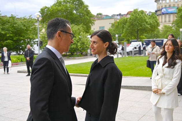 Cem OEZDEMIR with his wife Flavia ZAKA, arriving at the state parliament, his daughter Mia Minister President election in Baden Wuerttemberg on 13 05 2026 at the state parliament in Stuttgart