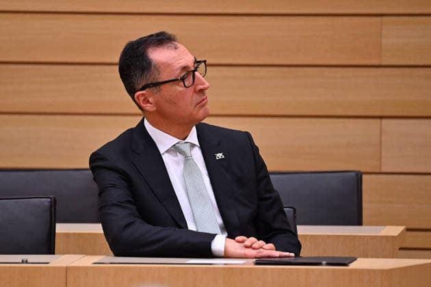 Cem OEZDEMIR Ministerpraesident Baden Wuerttemberg, on the government bench, single image, cropped single motif, half figure, half figure Ministerpraesident election in Baden Wuerttemberg on 13 05 2026 in the state parliament in Stuttgart