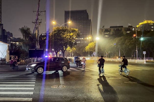 CHINA, BEIJING - MAY 13, 2026: Situation outside Four Seasons Hotel Beijing and Kempinski Hotel Beijing Yansha Center ahead of the arrival of US President Donald J. Trump for a state visit. Video grab. Best quality available. Ivan Kargapoltsev TASS  92406651