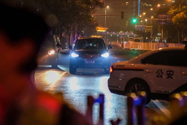 CHINA, BEIJING - MAY 13, 2026: A motorcade carrying US President Donald J. Trump arriving for a state visit is seen near Four Seasons Hotel Beijing and Kempinski Hotel Beijing Yansha Center. Artyom Prytkov TASS  92413382