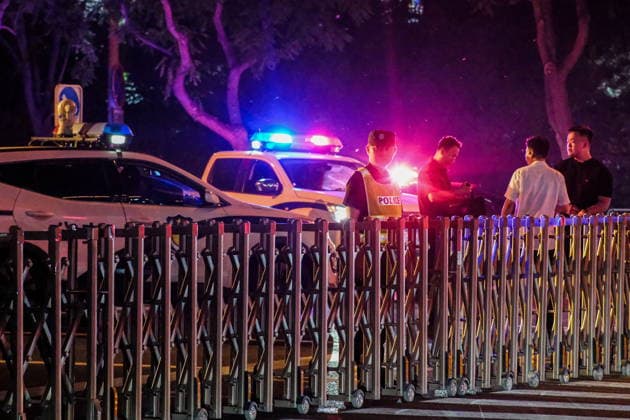 CHINA, BEIJING - MAY 13, 2026: Situation outside Four Seasons Hotel Beijing and Kempinski Hotel Beijing Yansha Center ahead of the arrival of US President Donald J. Trump for a state visit Beijing China  - ZUMAt113 20260513_zaa_t113_362 Copyright: xArtyomxPrytkovx
