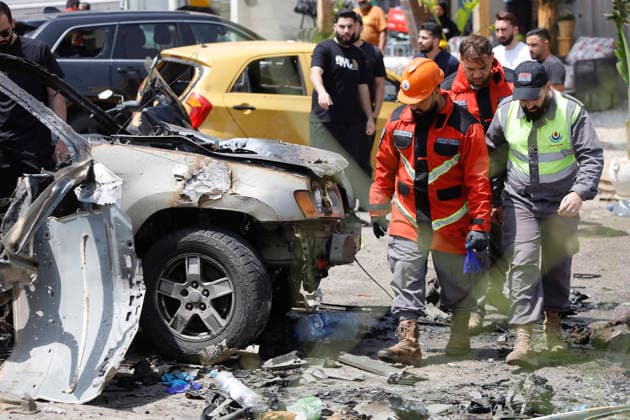 May 13, 2026, Chouf District, Mount Lebanon, lebanon: A series of four Israeli drone strikes targeted the coastal highway linking Sidon to southern Lebanon, hitting areas in Barja, Jiyeh, Saadiyat and Sidon. The attacks killed at least nine people, including a mother and her two children, and wounded one person, marking one of the deadliest days along the coastal route in recent weeks. Chouf District lebanon - ZUMAb339 20260513_znp_b339_012 Copyright: xAbdulxKaderxAlxBayx