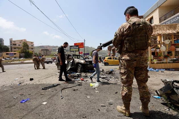 May 13, 2026, Chouf District, Mount Lebanon, lebanon: A series of four Israeli drone strikes targeted the coastal highway linking Sidon to southern Lebanon, hitting areas in Barja, Jiyeh, Saadiyat and Sidon. The attacks killed at least nine people, including a mother and her two children, and wounded one person, marking one of the deadliest days along the coastal route in recent weeks. Chouf District lebanon - ZUMAb339 20260513_znp_b339_003 Copyright: xAbdulxKaderxAlxBayx