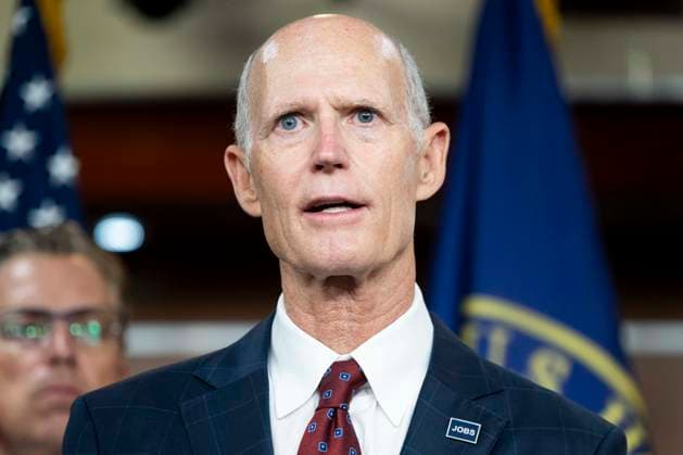 May 13, 2026, Washington, District Of Columbia, USA: U.S. Senator RICK SCOTT (R-FL) speaking at a press conference to discuss surveillance by the Department of Justice, at the U.S. Capitol in Washington, D.C. Washington USA - ZUMAb161 20260513_aap_b161_007 Copyright: xMichaelxBrochsteinx