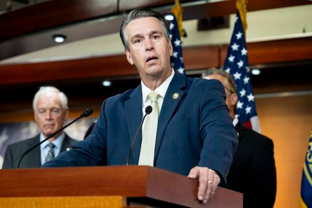 May 13, 2026, Washington, District Of Columbia, USA: U.S. Representative BARRY MOORE (R-AL) speaking at a press conference to discuss surveillance by the Department of Justice, at the U.S. Capitol in Washington, D.C. Washington USA  - ZUMAb161 20260513_aap_b161_006 Copyright: xMichaelxBrochsteinx