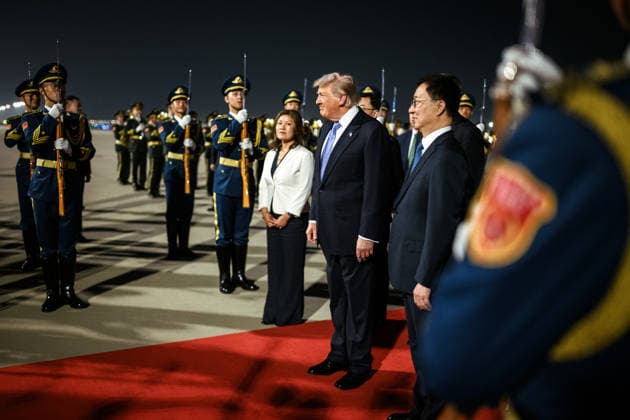 US President Trump arrives in Beijing BEIJING, CHINA - MAY 13: (----EDITORIAL USE ONLY - MANDATORY CREDIT - WHITE HOUSE VIA X HANDOUT - NO MARKETING NO ADVERTISING CAMPAIGNS - DISTRIBUTED AS A SERVICE TO CLIENTS----) US President Donald Trump is welcomed after arriving in Beijing to kick off a landmark state visit in China on May 13, 2026. White House s X Account Anadolu Beijing China. Editorial use only. Please get in touch for any other usage.  Copyright: x2026xAnadoluxWhitexHouse sxXxAccountx