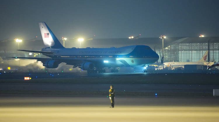 BEIJING, CHINA - MAY 13: U.S. President Donald Trump arrives at Beijing Capital International Airport on May 13, 2026 in Beijing, China. At the invitation of Chinese President Xi Jinping, Trump is visiting China from May 13 to 15.  Copyright: xVCGx 111641204745