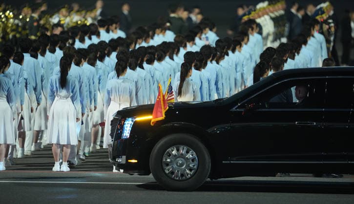 BEIJING, CHINA - MAY 13: U.S. President Donald Trump arrives at Beijing Capital International Airport on May 13, 2026 in Beijing, China. At the invitation of Chinese President Xi Jinping, Trump is visiting China from May 13 to 15.  Copyright: xVCGx 111641204755