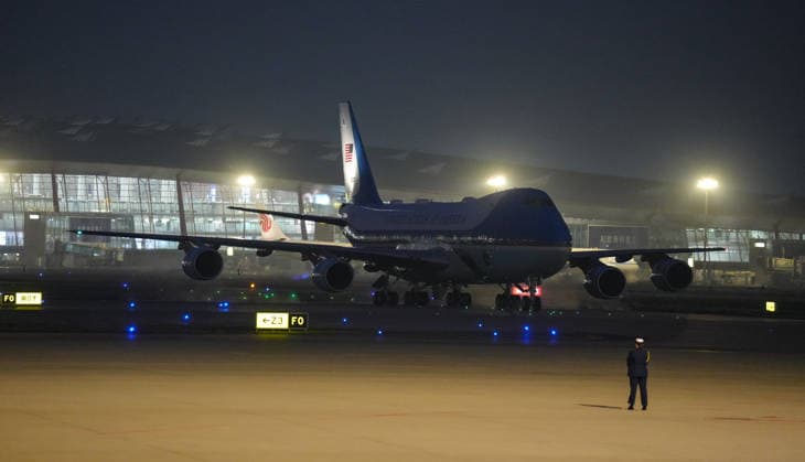 BEIJING, CHINA - MAY 13: U.S. President Donald Trump arrives at Beijing Capital International Airport on May 13, 2026 in Beijing, China. At the invitation of Chinese President Xi Jinping, Trump is visiting China from May 13 to 15.  Copyright: xVCGx 111641204611