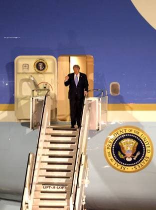 BEIJING, CHINA - MAY 13: U.S. President Donald Trump departs Air Force One at Beijing Capital International Airport on May 13, 2026 in Beijing, China. U.S. President Donald Trump arrived in Beijing on Wednesday evening for a state visit to China.  Copyright: xChinaxNewsxServicex 111641348826