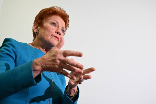 PAULINE HANSON PRESSER, One Nation leader Pauline Hanson speaks to the media during a doorstop interview at Parliament House in Canberra, Thursday, May 14, 2026. ( NO ARCHIVING CANBERRA AUSTRALIAN CAPITAL TERRITORY AUSTRALIA  Copyright: xLUKASxCOCHx 20260514191069792392