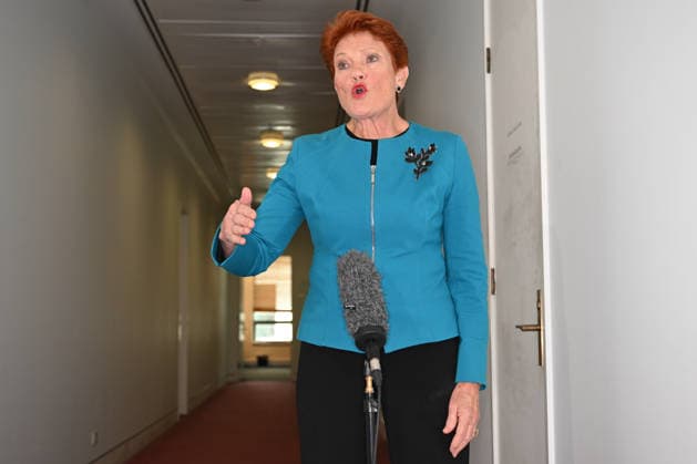 PAULINE HANSON PRESSER, One Nation leader Pauline Hanson speaks to the media during a doorstop interview at Parliament House in Canberra, Thursday, May 14, 2026. ( NO ARCHIVING CANBERRA AUSTRALIAN CAPITAL TERRITORY AUSTRALIA  Copyright: xLUKASxCOCHx 20260514170317068727