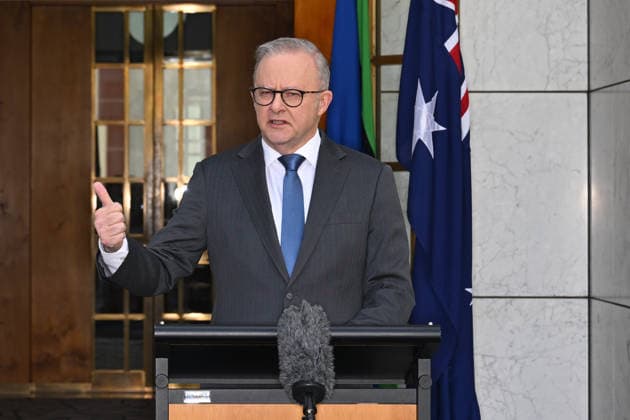ANTHONY ALBANESE TAMMY TYRRELL PRESS CONFERENCE, Australian Prime Minister Anthony Albanese speaks to the media during a press conference at Parliament House in Canberra, Thursday, May 14, 2026. ( NO ARCHIVING CANBERRA AUSTRALIAN CAPITAL TERRITORY AUSTRALIA  Copyright: xLUKASxCOCHx 20260514113142763562