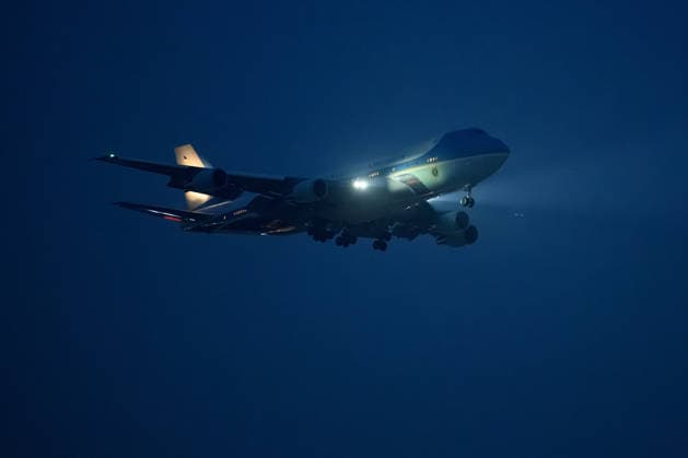 BEIJING, CHINA - MAY 13: Air Force One, carrying U.S. President Donald Trump, lands at Beijing Capital International Airport on May 13, 2026 in Beijing, China. U.S. President Donald Trump arrived in Beijing on Wednesday evening for a state visit to China.  Copyright: xVCGx 111641341300