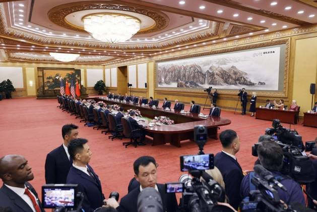 U.S.-China summit U.S. President Donald Trump and Chinese President Xi Jinping hold talks at the Great Hall of the People in Beijing on May 14, 2026.  A14AA0005554834P