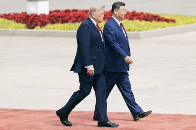 U.S. President Trump in Beijing U.S. President Donald Trump (L), alongside Chinese President Xi Jinping, attends a welcome ceremony at the Great Hall of the People in Beijing on May 14, 2026.  A14AA0005554845P