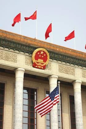 U.S.-China summit in Beijing A U.S. national flag is hoisted at the Great Hall of the People in Beijing ahead of a summit meeting between U.S. President Donald Trump and Chinese President Xi Jinping on May 14, 2026. (Pool photo)  A14AA0005555123P