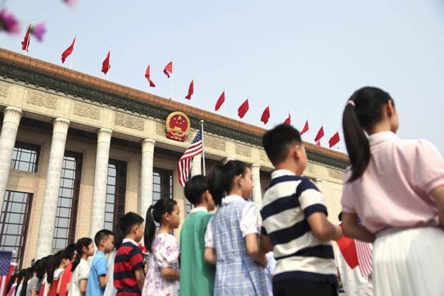 U.S.-China summit in Beijing A U.S. national flag is hoisted at the Great Hall of the People in Beijing ahead of a summit meeting between U.S. President Donald Trump and Chinese President Xi Jinping on May 14, 2026. (Pool photo)  A14AA0005555126P